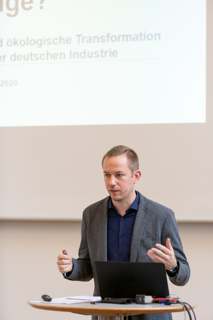 Stiftung Arbeit und Umwelt der IGBCE; Fachgespräch: Arbeit und Beschäftigung in der Zange? Doppelter Druck durch Digitalisierung und ökologischer Transformation auf die berufliche Anpassung in der deutschen Industrie. Redner Sören Tuleweit; Foto: ©Andrea Vollmer