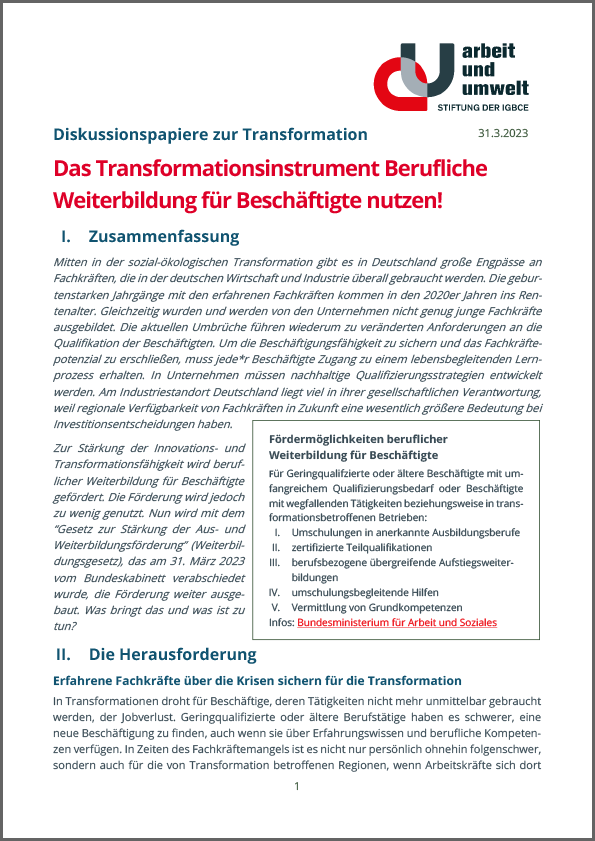 Diskussionspapier Berufliche Weiterbildung